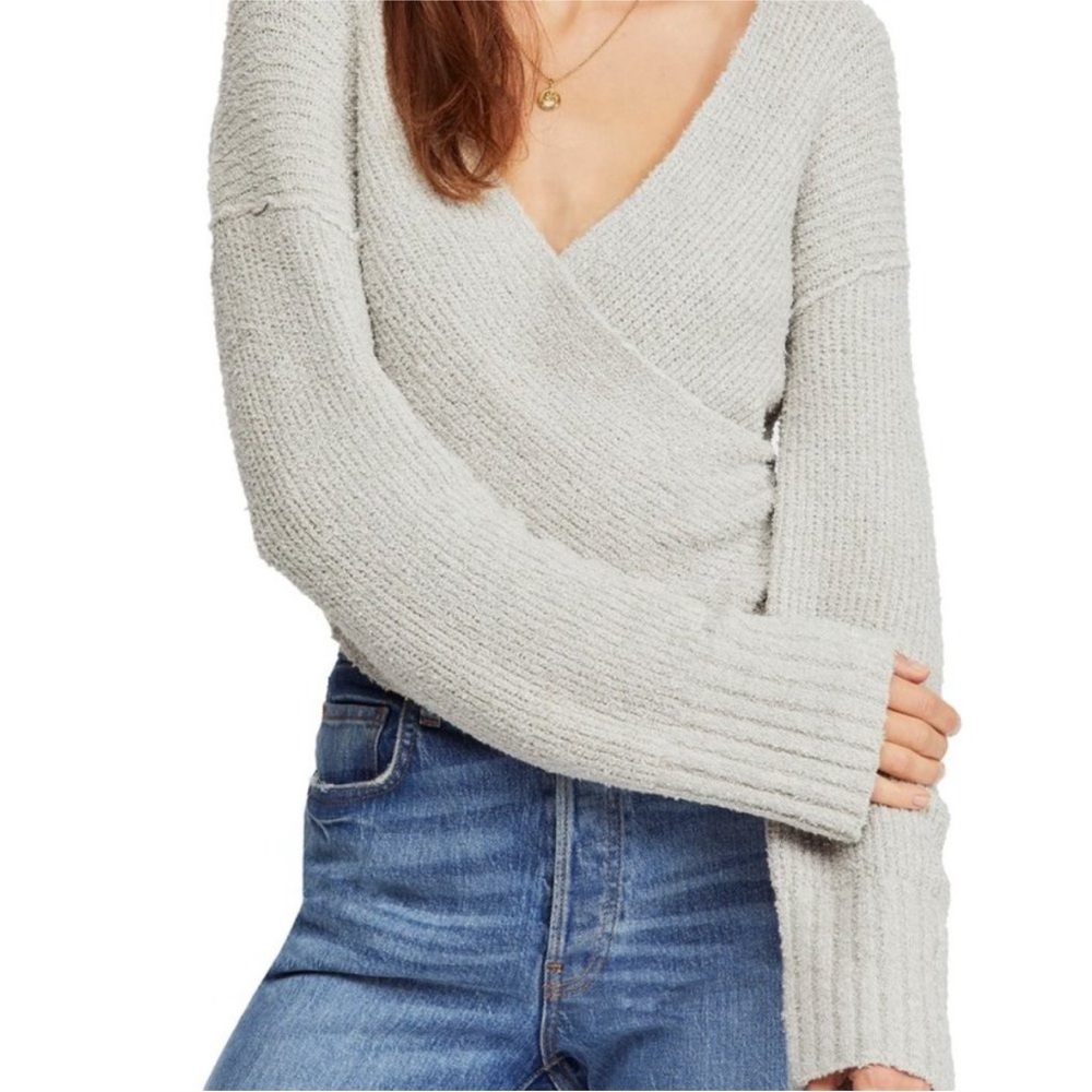 Free People Sensual Wrap Gray Sweater